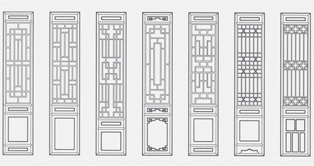 六枝特常用中式仿古花窗图案隔断设计图